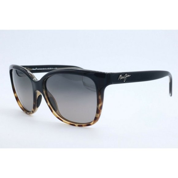 Maui Jim Starfish MJ 744-02T Cat Eye Black Sunglasses Gray Polarized Lenses (B)